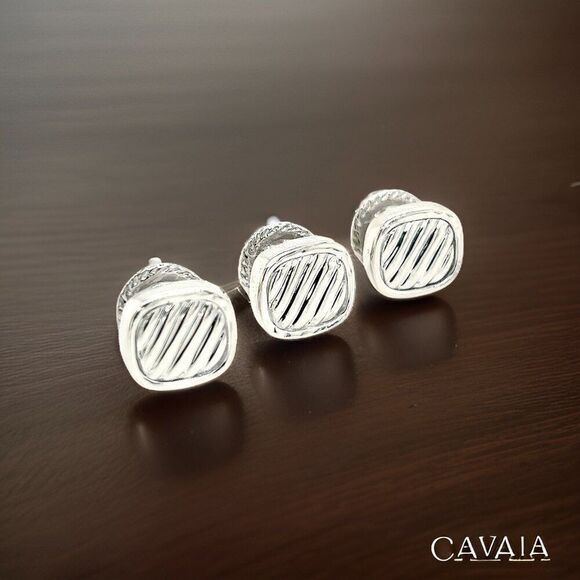 David Yurman Estate PC Tuxedo Button Set Sterling Silver DY413 - Picture 10 of 11